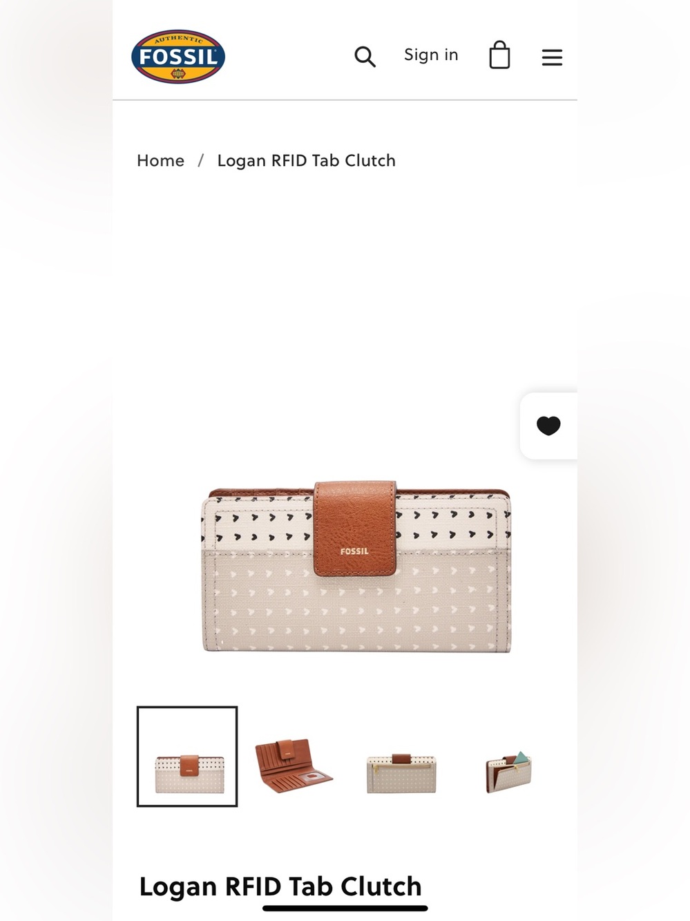 Fossil Heart Print Phone Wallet